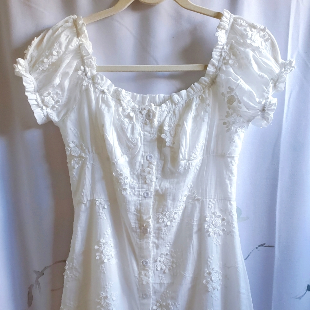 Kourt White Floral Cottagecore Dress